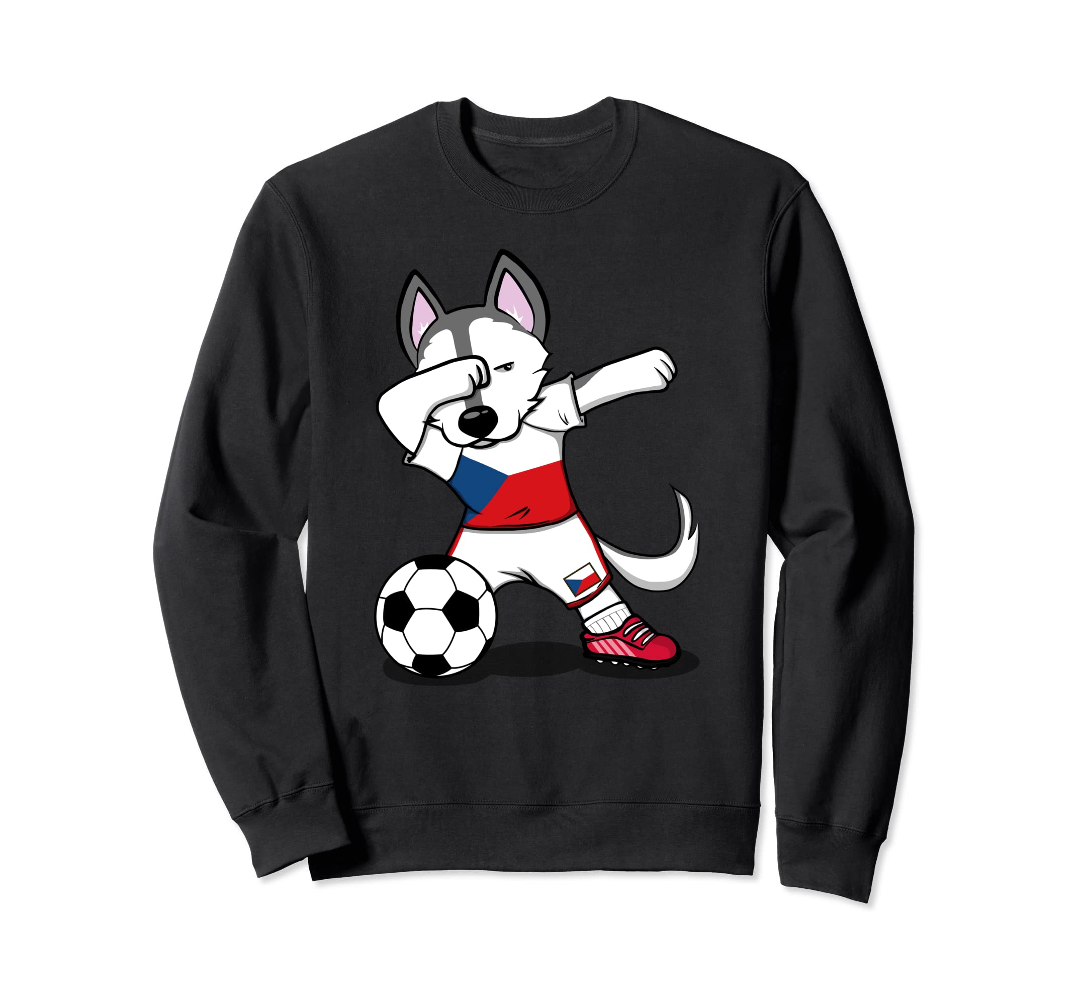 Dabbing Husky Czech Republic Soccer Fans Jersey Czech Flag Sweatshirt