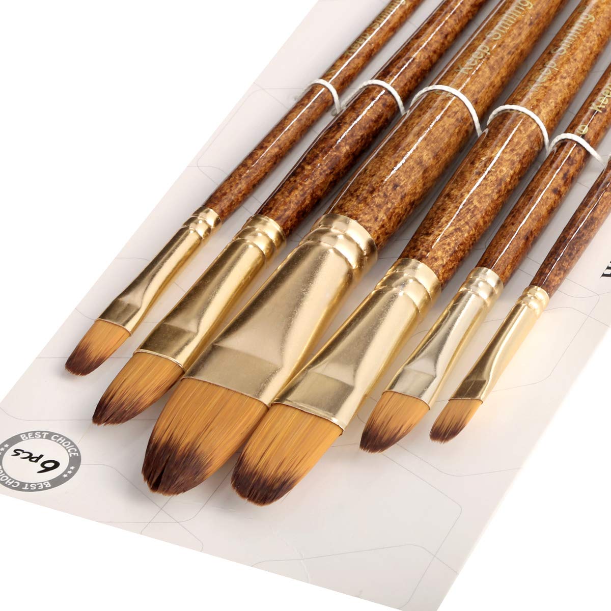 Silithus Paint Brushes 6 Pieces Set, Professional Fine Tip Paint Brush Set Round Pointed Tip Nylon Hair artist acrylic brush for Acrylic Watercolor Oil Painting (Oval)