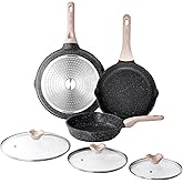 Kordisen Nonstick Frying Pan Set with Lids, 3 Piece Skillet Set, Healthy Induction Cookware Cooking Pan, Stay-Cool Handle, Compatible with All Stovetops, PFOA Free (9.5, 11, 12.5 Inch)