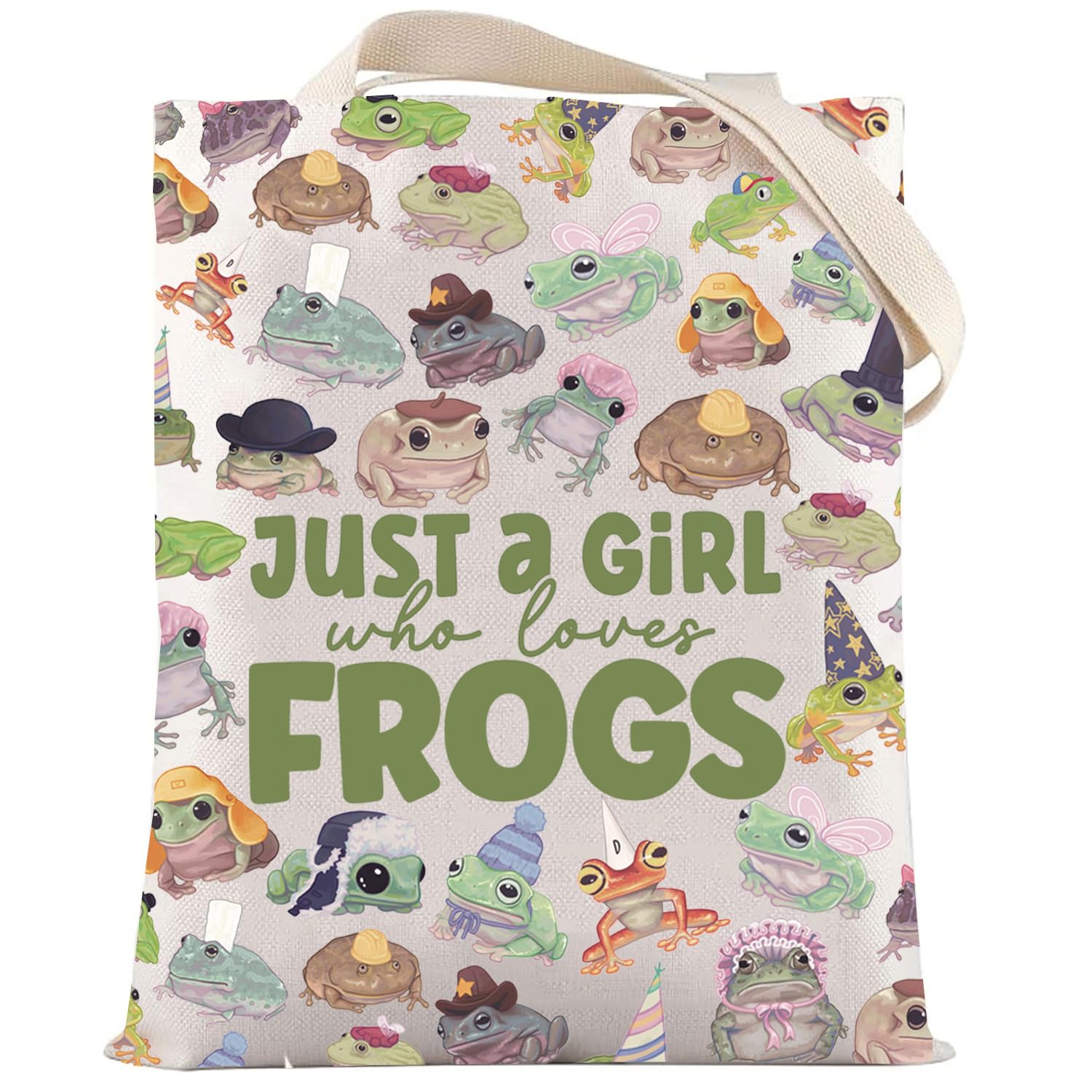 LEVLO Funny Frog Cosmetic Bag Animal Lover Gift Just A Girl Who Loves Frogs Makeup Zipper Pouch Bag Frogs Lover Gift, Cartoon Frog Tote