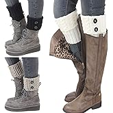Bestjybt 3 Pairs Womens Short Boots Socks Crochet Knitted Boot Cuffs Leg Warmers Socks