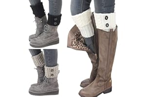 Bestjybt 3 Pairs Womens Short Boots Socks Crochet Knitted Boot Cuffs Leg Warmers Socks