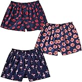 Mens Boxer Shorts for Men 100 Cotton Funny Sleep Short Inseam Woven Pattern Plaid Pajamas Multipacks