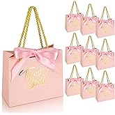 EQOREIIN 30 Pack Thank You Gift Bags with Handles 5.5 x 2.4 x 4.7 Inches Small Gift Bags with Bow Ribbon Party Favor Bags Pap