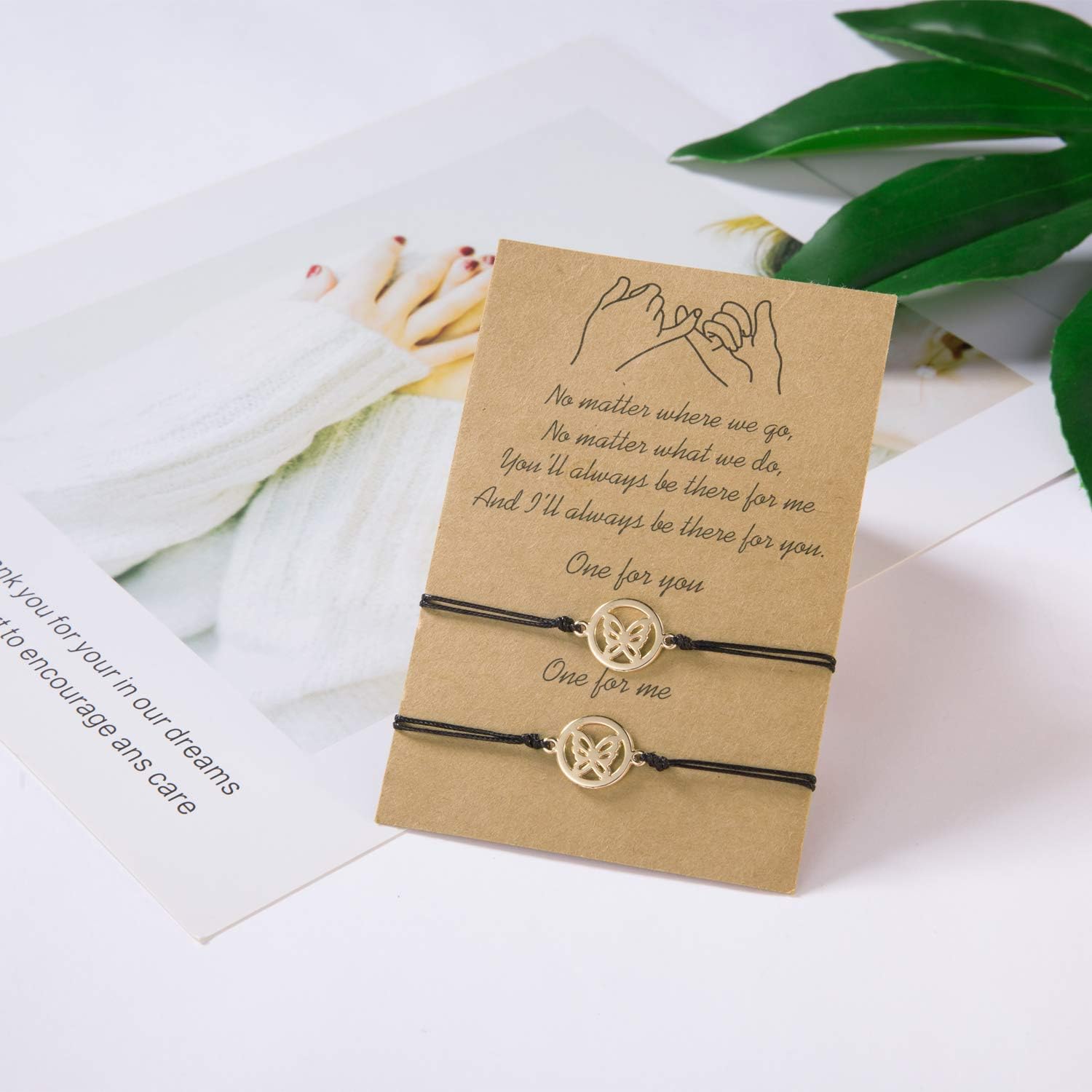 Best Friend Friendship Gift for Women Pinky Promise Distance Matching Bracelets for Couples Mom and Daughter: Clothing