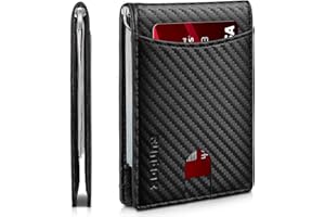 RUNBOX Slim Wallet for Men Genuine Leather RFID Blocking Bifold Minimalist Front Pocket Mens Wallet with Money Clip Thin Gift Box