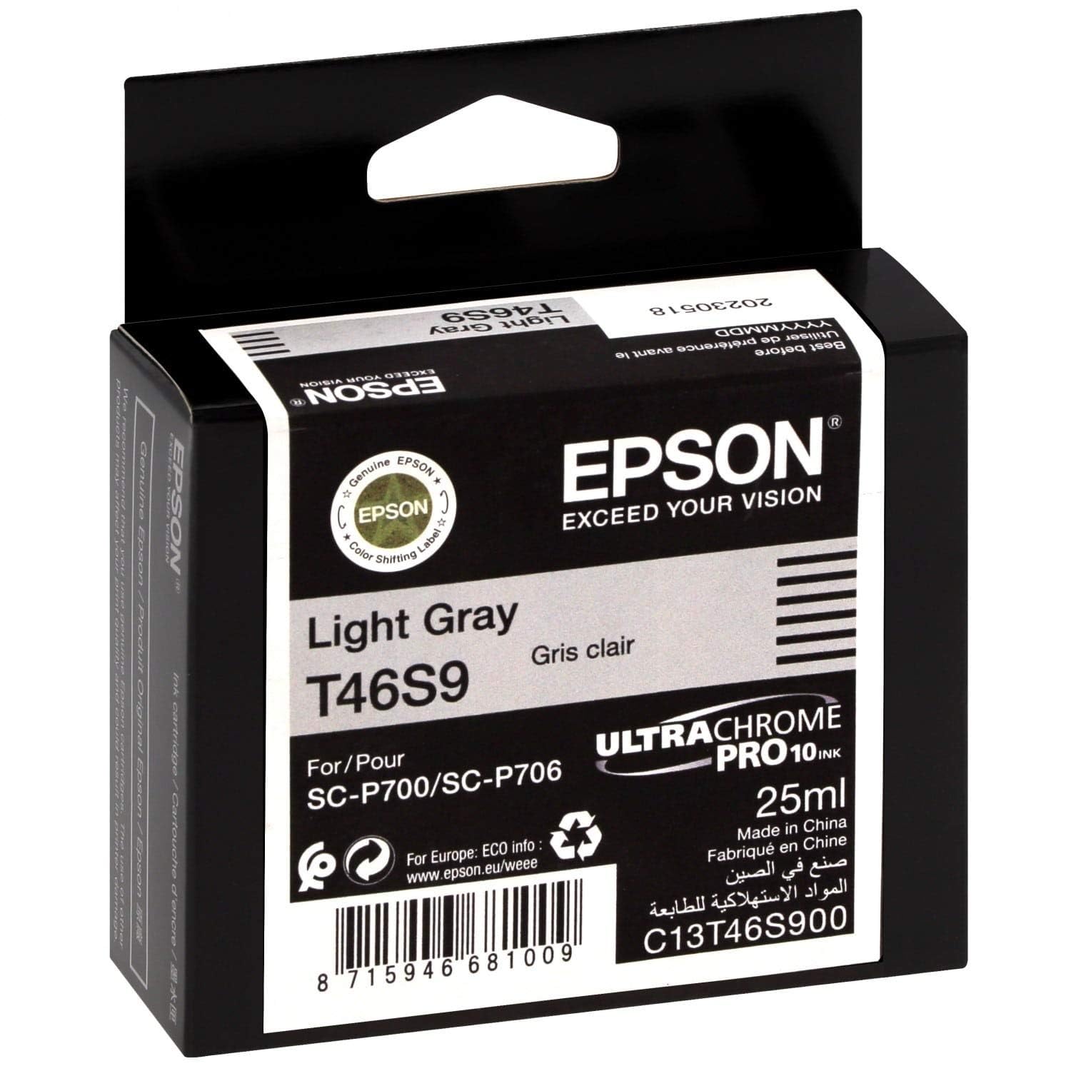 Epson Singlepack Light Gray T46S9 UltraChrome,Black