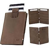 GARZINI Magic Wallet with Pull-Tab, Minimalist Wallet with RFID card holder, Leather Wallet for 12 cards, Java Brown