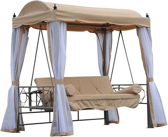 Outsunny Hollywoodschaukel Gartenschaukel Schaukelbank Gartenliege Schaukel 3 Sitzer Metall Amazon De Garten