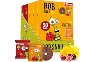 Bob Snail Exotic Mix Fruit Roll Ups – Healthy Sweets, Real Dried Fruits Snacks, No Added Sugar, Vegan, Nut Free, Candy for Adults and Kids – Sour Cherry and Mango Flavour 50 pcs, 500g