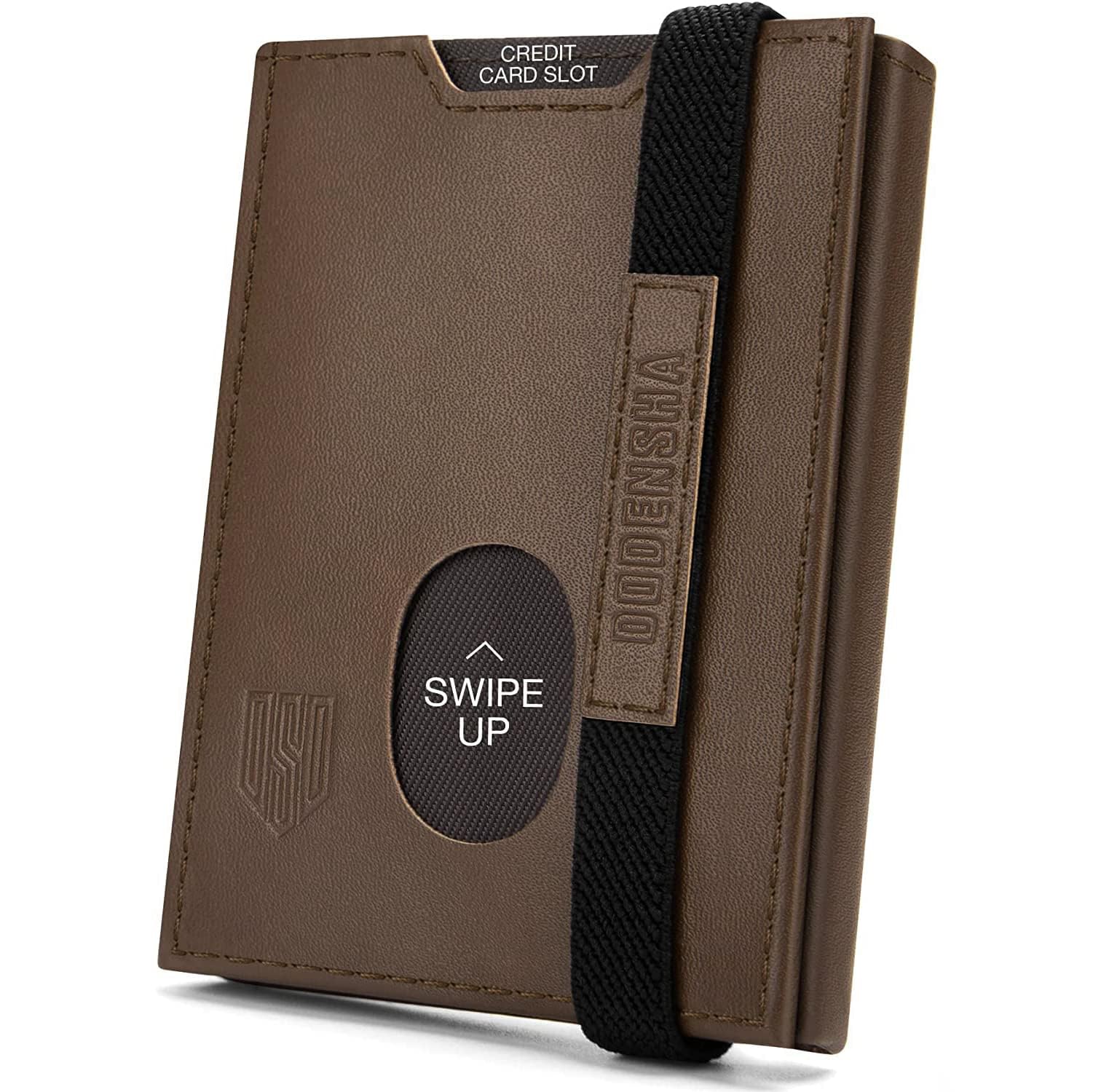 Slim Wallet, Genuine Leather Minimalist Wallet for Mens, RFID Blocking Tri-Fold Slim Credit Card Wallet with 10 Cards, 2 Banknote Compartments, ID Window, Coin Pocket Men Wallets with Gift Box