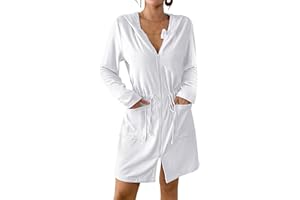 Bsubseach Terry Cloth Cover Up - Women Zip Up Long Sleeve Swimsuit Coverup Hooded Bath Robes with Pockets