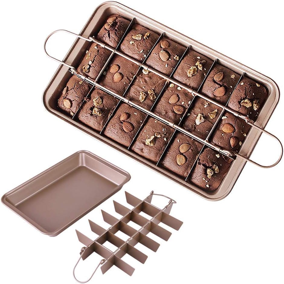 Brownie Pan with Dividers, 18Cavity and 12 by 8 inches, NonStick