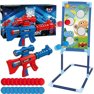 Buy Shooting Game Toys Set For 5 6 7 8 9 10 Years Old Kids 2 Pack Foam Ball Popper Air Toy Guns With Standing Shooting Target Fun Indoor Activity Game For Boy Girl Compatible With Nerf
