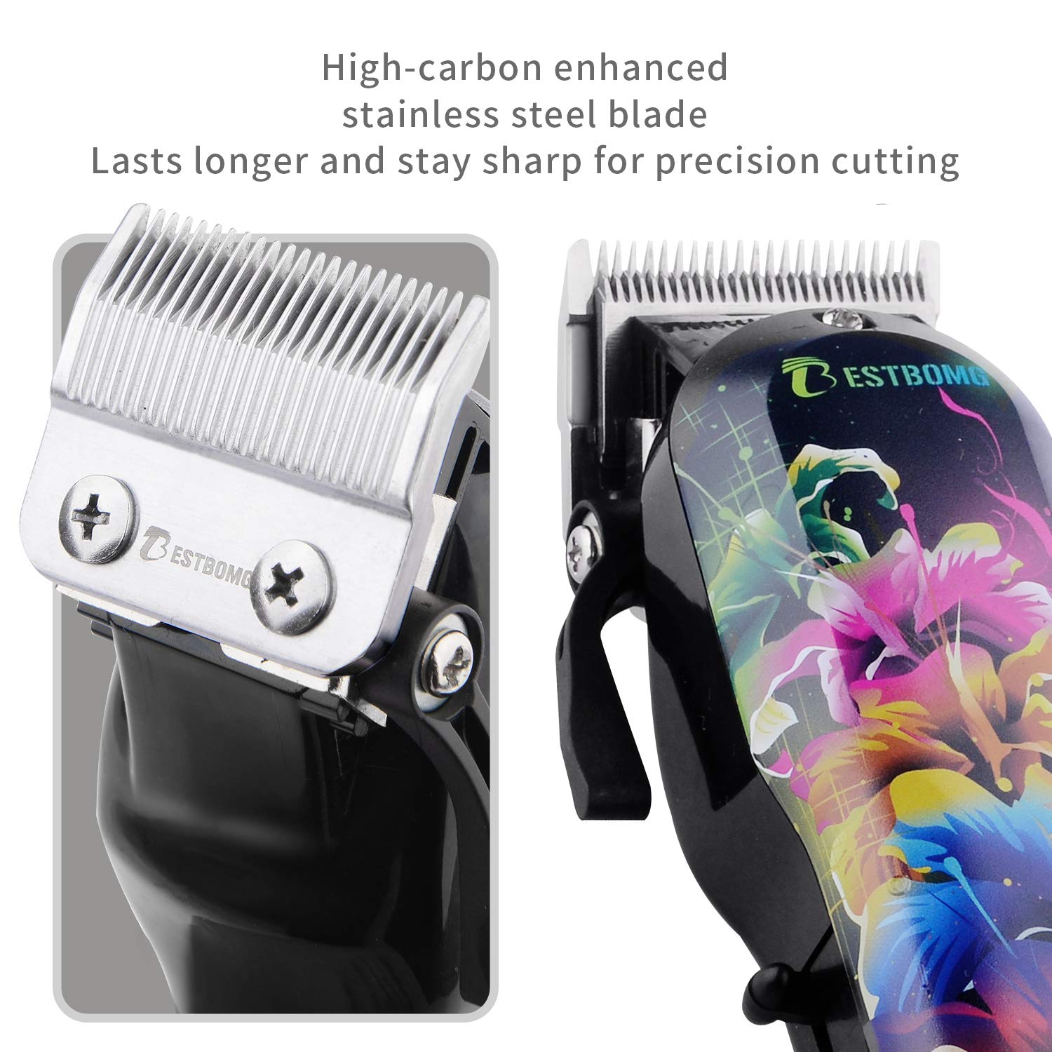 Pro Cordless Rechargeable Hair Clippers for men Kids Baby BESTMOGE Professional Hair Beard trimmers Hair Cutting Kits with Precision Blades Heavy Duty Motor 2000mAh Lithium Battery