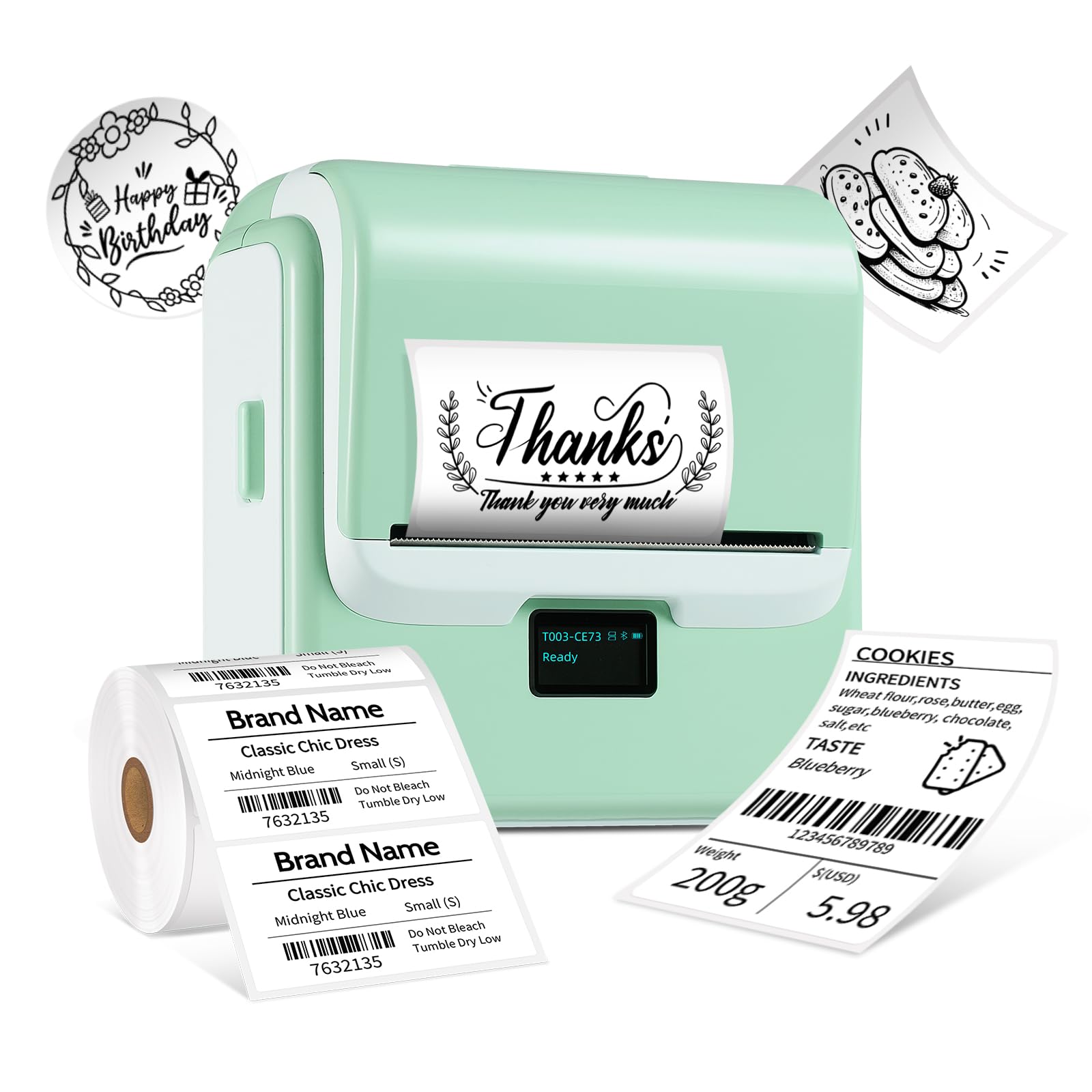 Photo 1 of ORGSTA Label Maker Machine with Tape, T003 Thermal Label Maker, 3.15 Inch Bluetooth Label Printer Compatible with Phone & PC, Sticker Printer Barcode Thermal Maker for Small Business, Home, School