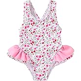 Toddler Swimsuit Girl Infant One Piece Swimwear Stripe Floral Summer Beach Bathing Suits with Bowknot