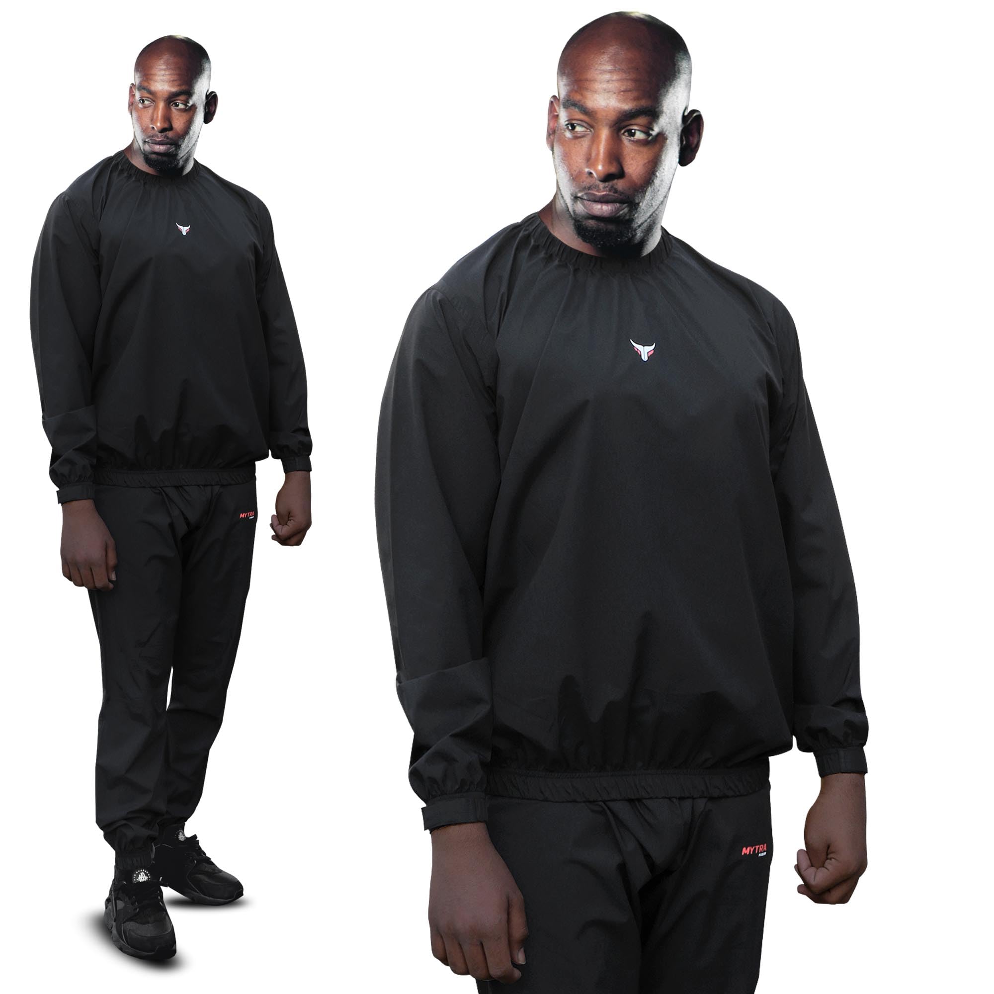Mytra Fusion Sauna Sweat Suit Weight Loss Fitness Gym Exercise Boxing Training Heavy Duty 100% Waterproof Sauna Sweat Track Suit (Black, M)