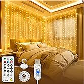 HXWEIYE 300LED Untangled Curtain Lights, 9.8x9.8Ft USB Fairy Twinkle String Lights with Remote and DIY Timer, 8 Modes Window 