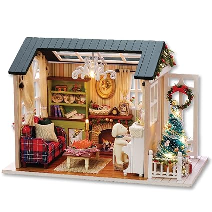 Leoie Kids DIY Miniature Dollhouse Model Wooden Toy Set Dolls Houses Toys Birthday Gift Holiday time