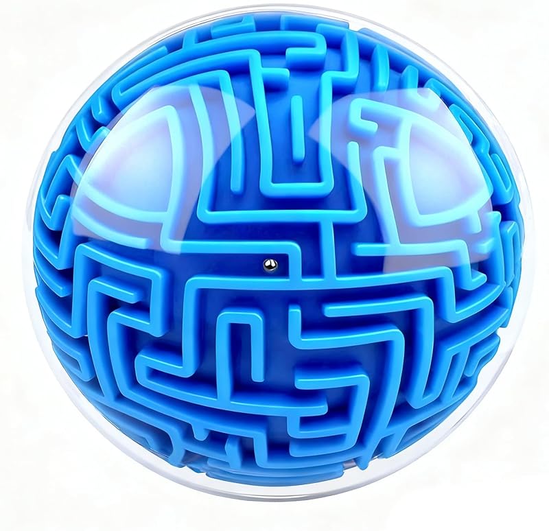 Hymaz 3D Maze Ball Puzzle Blue Kids Teens Adults Travel Brain Teaser Toy