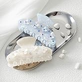 HAIMEIKANG 2Pcs Acrylic Flower Hair Claw Clips - Large for Women, Strong Hold Cute Non-slip Stylish Accessories for Thick Thin Hair