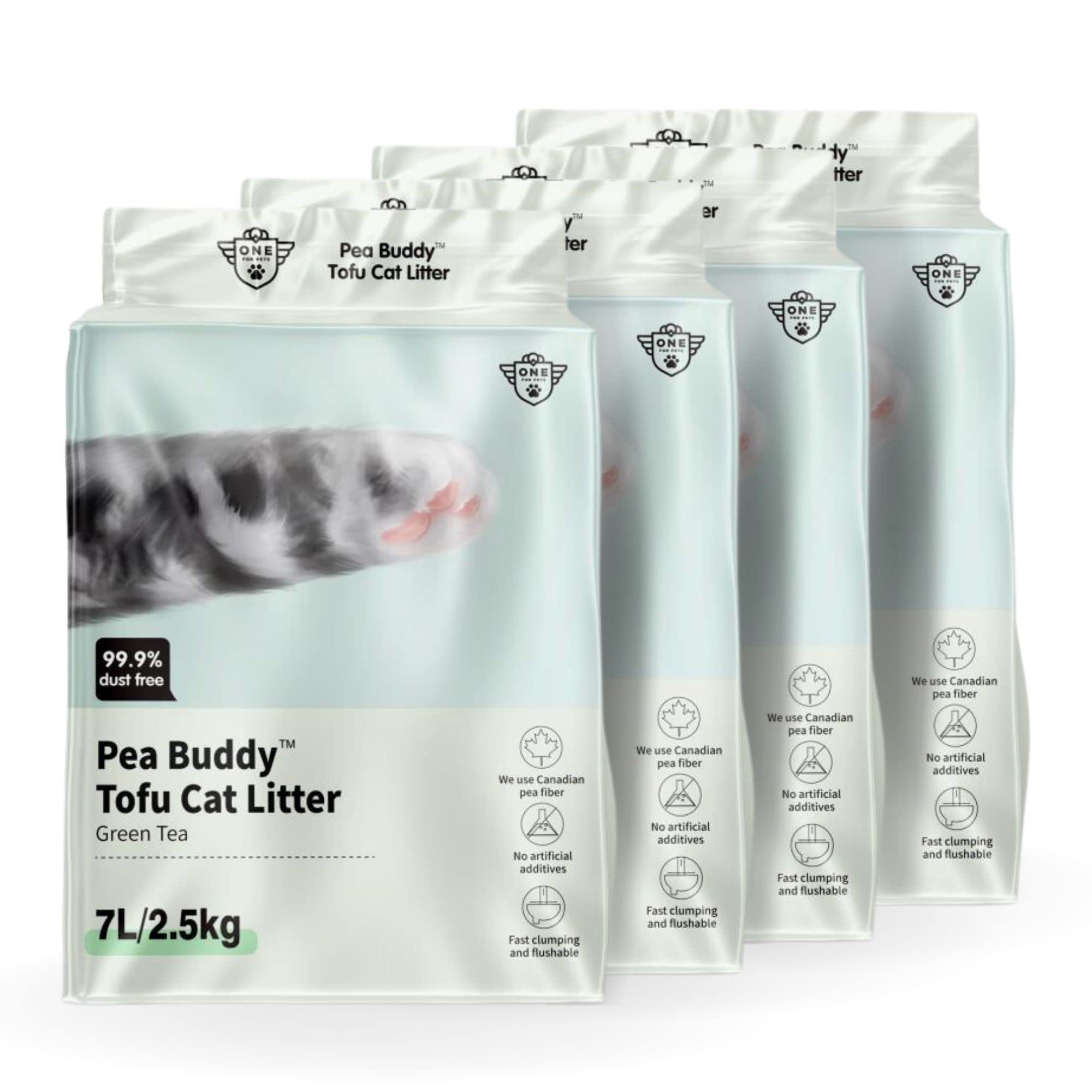 Photo 1 of Pea Based Cat Litter, Dust Free Cat Litter, Low Tracking, and Natural Odor Control, Scented and Unscented (4 Pack (1 Case), Green Tea)
