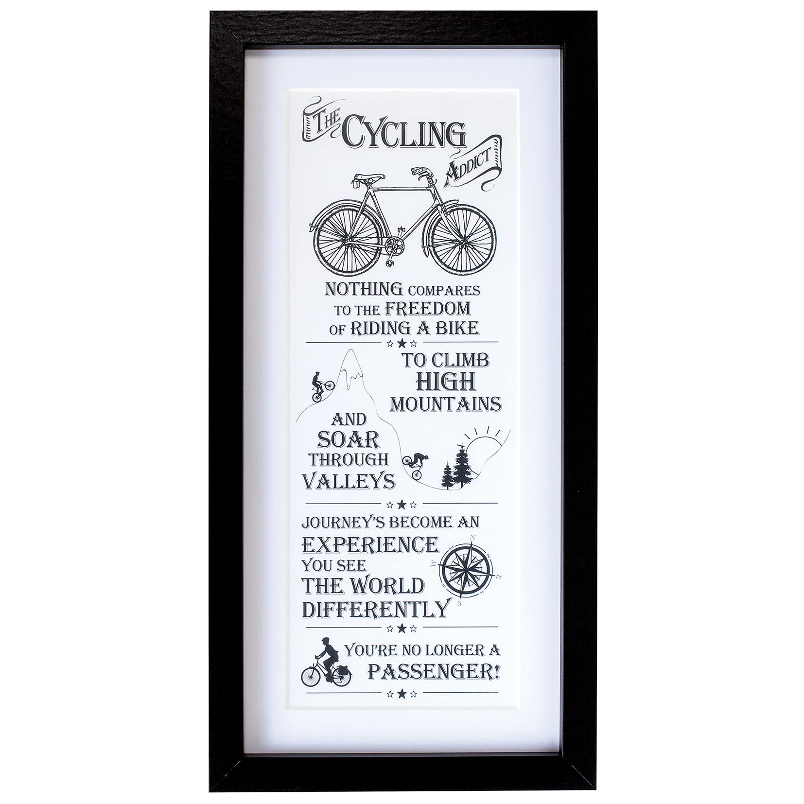Ultimate Gift for Man 8946 Cycling Wall Art, Black and White for Living Room
