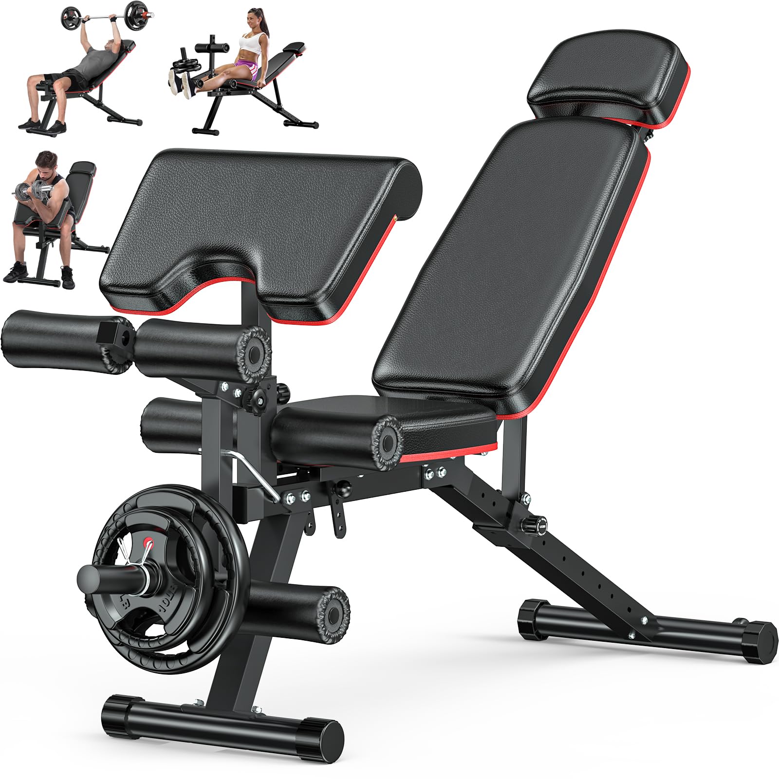Photo 1 of ****PARTS ONLY, MISSING PIECES*** XDDIAS Workout Bench, Adjustable Weight Bench with Leg Extension and Leg Curl, Extended Headrest, 900LBS Preacher Curl Bench Incline Decline Flat Workout Bench for Home Gym Full Body Exercise