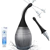 Enemas Bulb Douches for Men Women - Anti Backflow Enema Douche Kit with Shapeable Bendable Silicone Tube for Men Women Colon Cleanse, Feminine Care Shower Enema Cleaner Flusher with Lubricant, 10.1oz