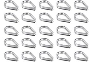 PATIKIL M3 316 Stainless Steel Thimble for 1/8" Dia Wire Rope Cable, 30 Pack 3mm Thimbles Rigging for Lifting Hanging Securin