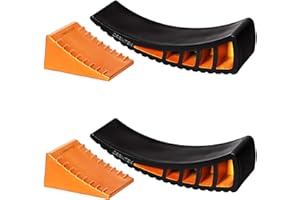 CARMTEK Camper Leveler 2-Pack Kit | Curved RV Levelers with Trailer Wheel Chocks for Dual Axle Trailers | Faster RV Leveling System Than RV Leveling Blocks | RV Accessories for Travel Trailers
