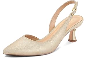 mysoft Women's Pumps Slingback Kitten Heels Pointed Toe Sexy Wedding Party Dress Pump Shoes