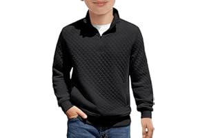 Haloumoning Boys Quarter Zip Quilted Sweatshirts Kids Fashion Long Sleeve Pullover Clothes 5-14 Years
