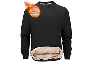 Tansozer Mens Fleece Crewneck Sweatshirt Warm Sherpa Lined Thick Pullover Long Sleeve Tops Shirts