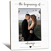 Beliran Engagement Picture Frame 5x7, Wedding Photo Frame, Valentines Day Engagement Gifts for Couples, The Beginning of Always Wedding Couples Wooden Picture Photo Frames for Desk Home Room Decor