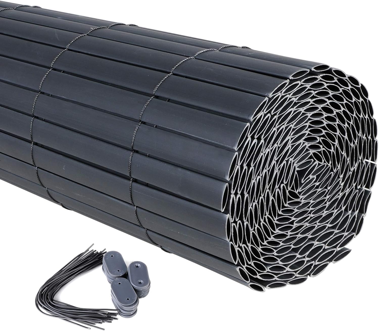 WOLTU GZZ1184gr4 PVC Fence Screen Bamboo Slat Style Opaque Privacy