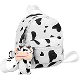 TENDYCOCO Cow Backpack with Plush Cow Pendant Backpack Girls