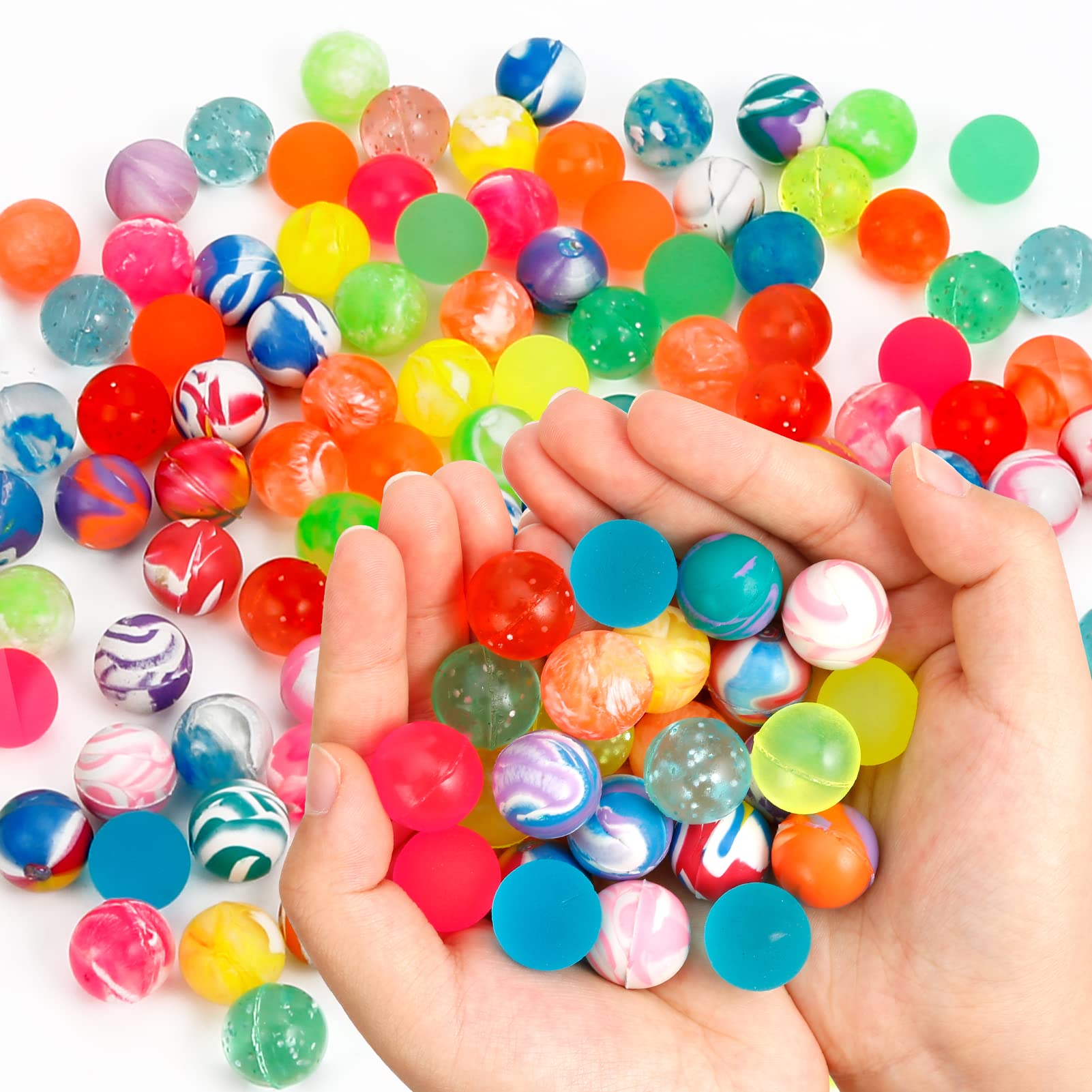 Pllieay 120 Pieces Small Rubber Bouncy Balls for Kids Party Favors, 3 Style Random Neon Bouncing Balls for Gift Bag Filling and Vending Machines, 20mm/0.79Inch