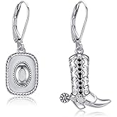 Western Earrings 925 Sterling Silver Western Cowboy Boot Dangle Earrings Texas Hat Drop Dangling Earrings Spur BohoJewelry Gift for Women Men