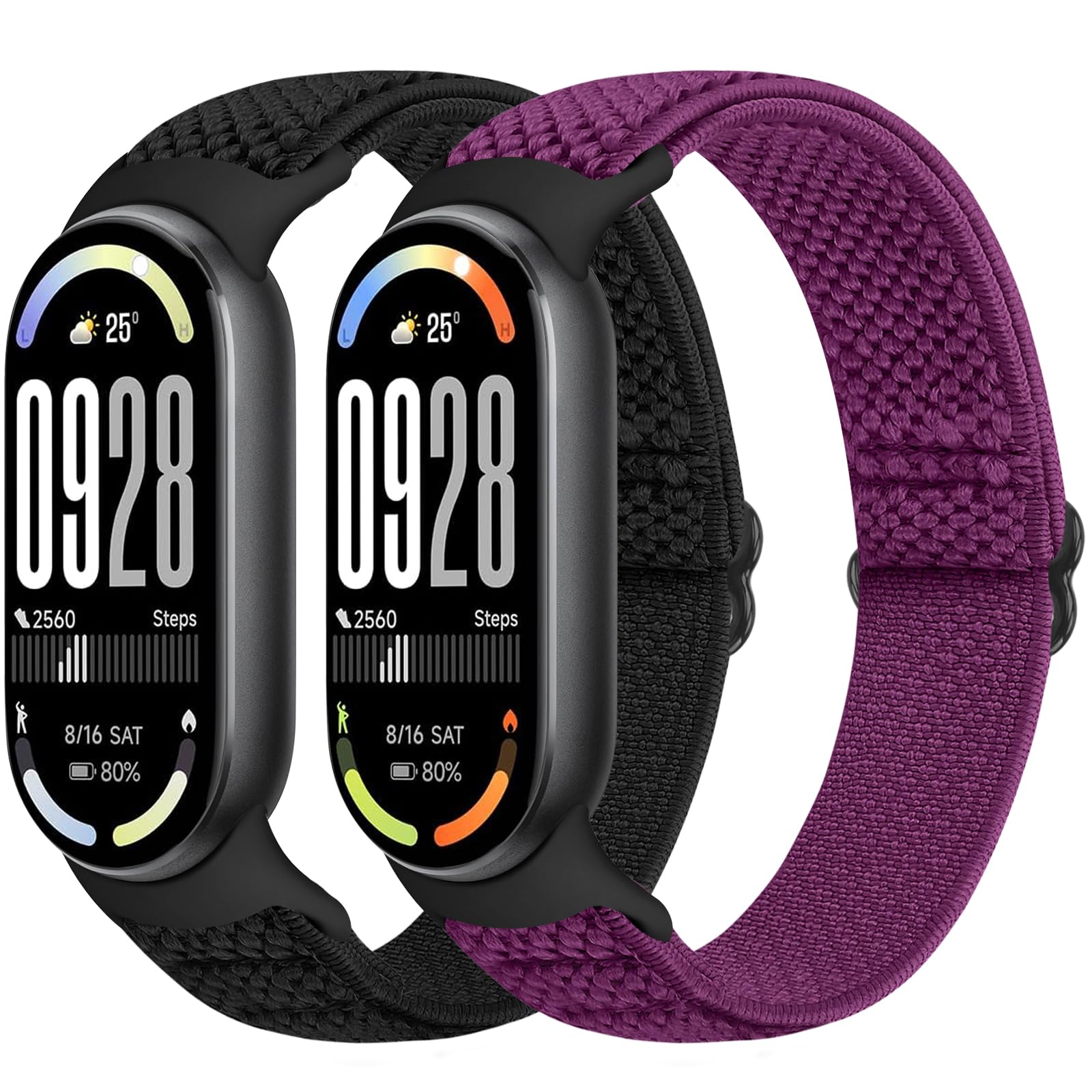 Runostrich Elastic Nylon Watch Strap Compatible with Xiaomi Smart Band 10/9/8 Sports Strap Soft Watch Band Adjustable Replacement Band for Women Men