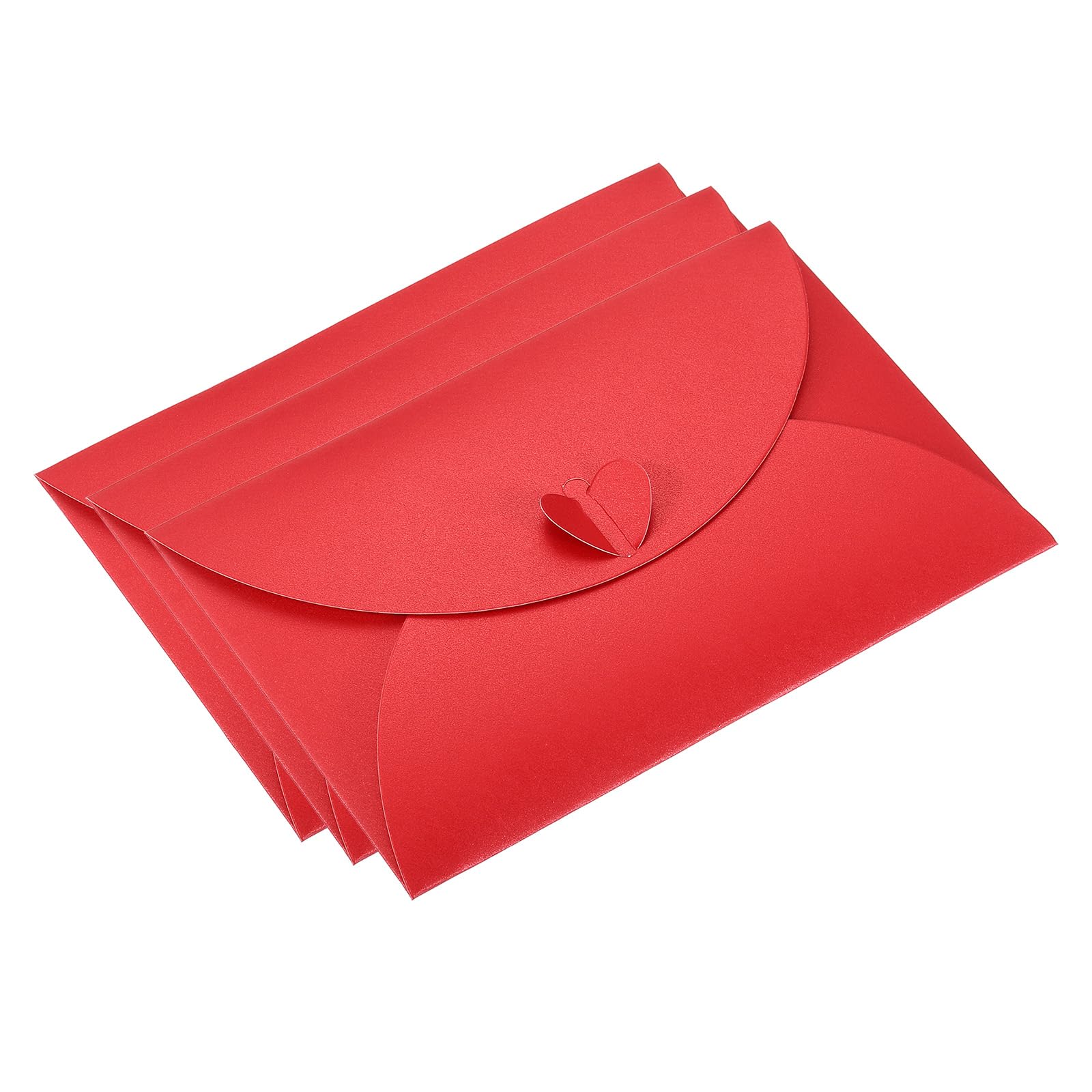 PATIKIL Gift Card Envelopes, 50 Pack Heart Shaped Clasp Photo Gift Card Holders Mini Envelope for Birthdays Weddings, Red
