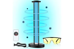 Qualirey 100w UV Light Sanitizer with Ozone and UV Glasses Ultraviolet Disinfection Lamp for Whole Room House Disinfection Device Mold Dust with 3 Gear Timer Remote Control for Toilet Office or Travel