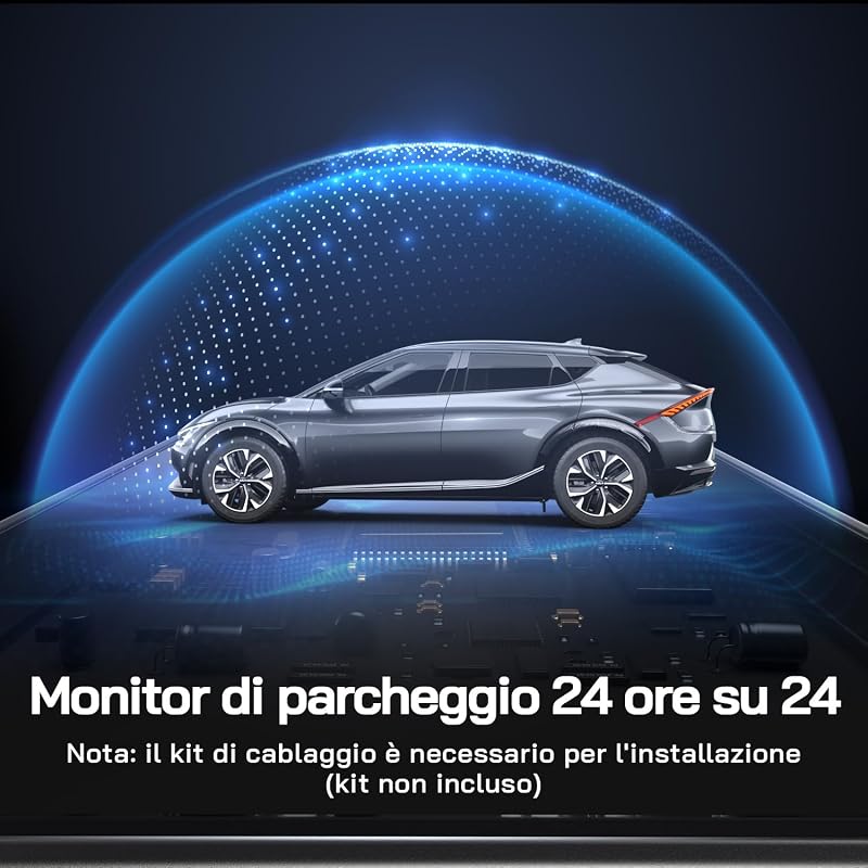 Dash Cam Auto 4K, Doppia WiFi Dashcam per Auto, Telecamera Auto 170° Grandangolo, Visione Notturna,G-Sensor, WDR, Monitor di Parcheggio, Registrazione in Loop