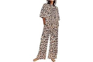 WKSCLPAI Two Piece Outfits For Women Casual Going Out Travel Sets Comfy Loose Lounge Set Shirts Tops Wide Leg Pants Sweatsuit