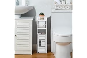 AOJEZOR Toilet Paper Holder Stand: Small Bathroom Storage Cabinet Mini Size,White