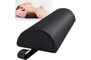 Noverlife Half Round Massage Table Bolster Pillow with Strap Handle, 17 x 6 x 4 in PU Leather Semi-Round Bolster Pillow for Neck, Under Knee Ankles Pain Relief Half Moon Knee Bolster for Massage Table