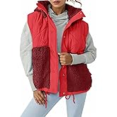 Imily Bela Womens Winter Sherpa Fleece Vest Stand Collar Button Down Sleeveless Jacket Casual Hooded Coat Outerwear