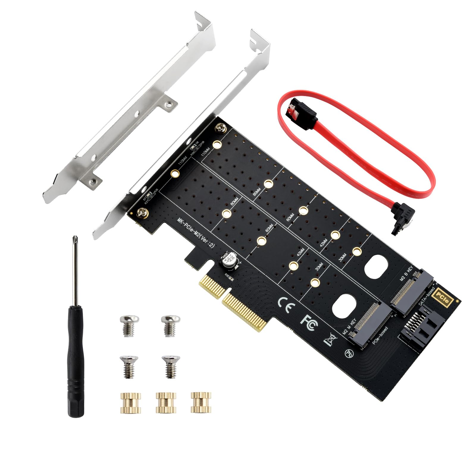 Photo 1 of ELUTENG Dual M.2 PCIE Adapter NVME/NGFF to PCIE X4 Expansion Card 32Gbps PCIE NVME SSD Adapter Compatible with B-Key/M-Key/B&M Key for 2230 2242 2260 2280 22110 SSD