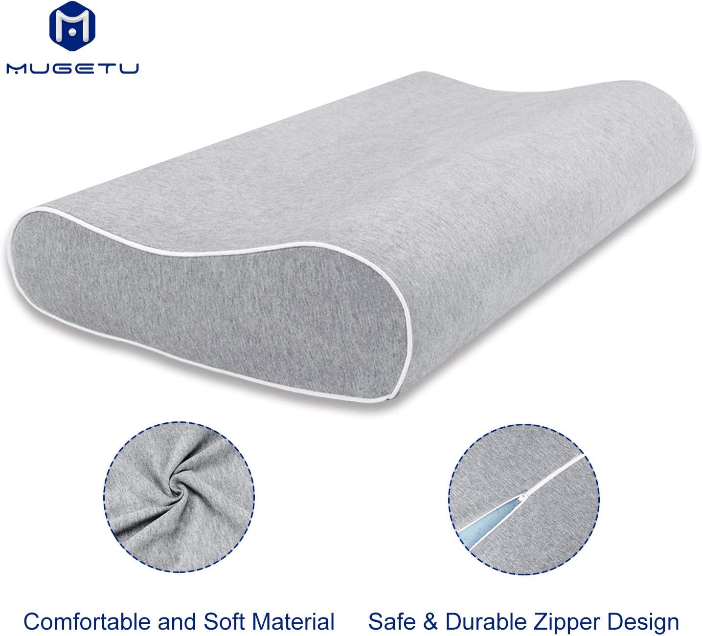 Mugetu Gel Infused Memory Foam Pillow Height Adjustable Cervical Pillow Supportive Contour Bed Pillow Neck Support for Back and Side Sleepers: Home & Kitchen